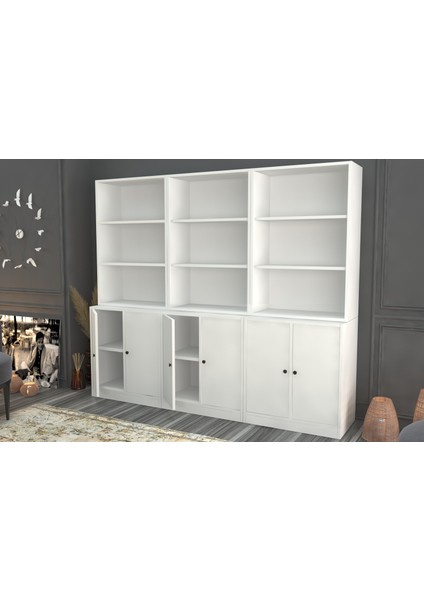 Rafli Dolapli Vitrin Beyaz 195 cm VTR-1071-Ç fiyatları