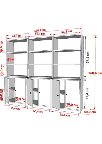 Rafli Dolapli Vitrin Beyaz 195 cm VTR-1071-Ç modelleri