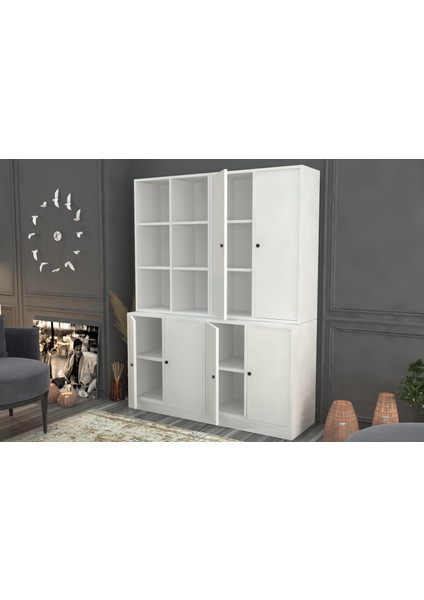 Rafli Dolapli Vitrin Beyaz 130 cm VTR-1027-Ç fiyatları
