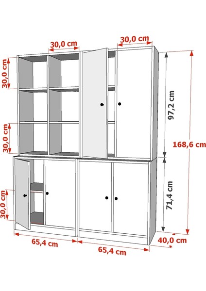 Rafli Dolapli Vitrin Beyaz 130 cm VTR-1027-Ç modelleri