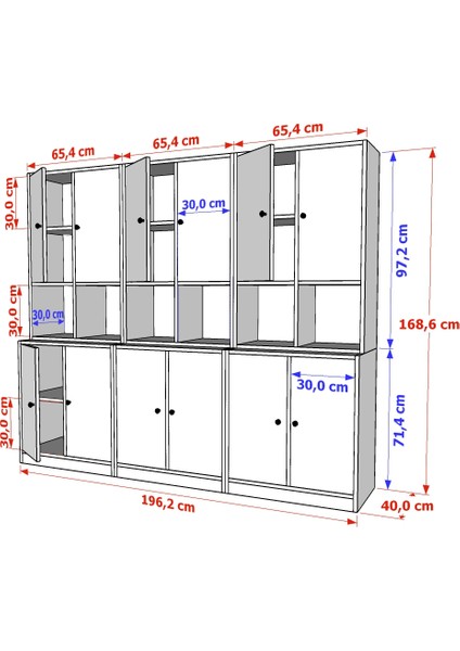 Rafli Dolapli Vitrin Beyaz 196 cm VTR-1050-Ç modelleri