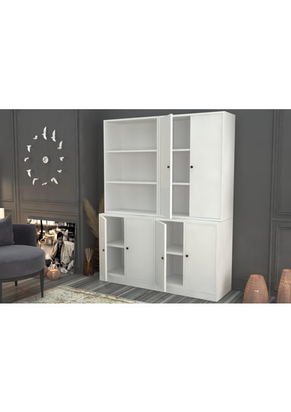 Rafli Dolapli Vitrin Beyaz 130 cm VTR-1070-Ç fiyatları