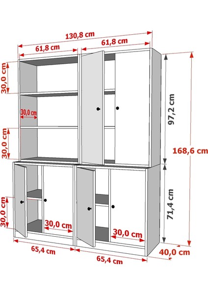 Rafli Dolapli Vitrin Beyaz 130 cm VTR-1070-Ç modelleri