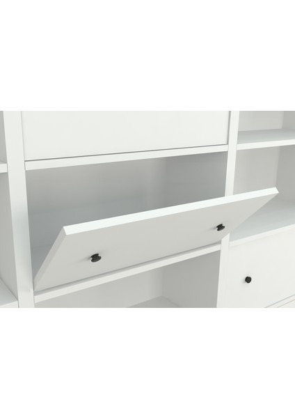 Rafli Düser Kapakli Dolapli Vitrin Beyaz 65 cm VTR-1061-Ç modelleri