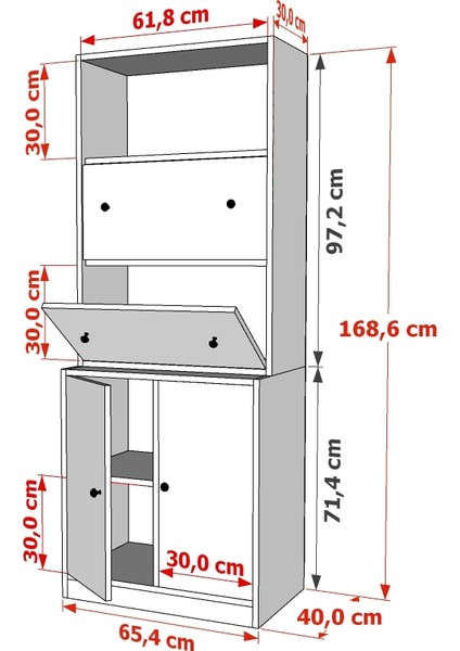Rafli Düser Kapakli Dolapli Vitrin Beyaz 65 cm VTR-1061-Ç fırsatları