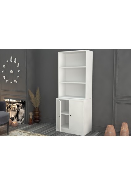 Rafli Dolapli Vitrin Beyaz 65 cm VTR-1059-Ç fiyatları