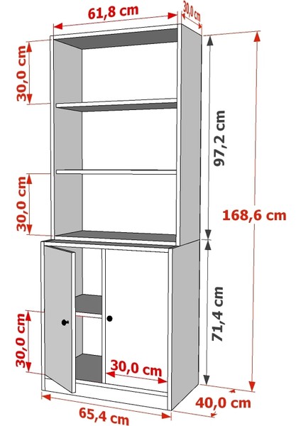 Rafli Dolapli Vitrin Beyaz 65 cm VTR-1059-Ç modelleri