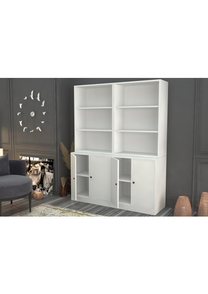 Rafli Dolapli Vitrin Beyaz 130 cm VTR-1065-Ç fiyatları