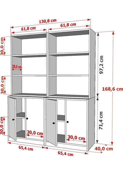 Rafli Dolapli Vitrin Beyaz 130 cm VTR-1065-Ç modelleri