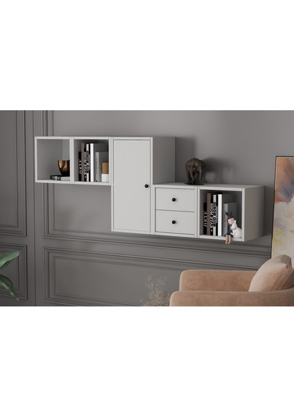 Kapakli Çekmeceli Duvara Monte Ayaksiz Dresuar Beyaz 170 cm DRS-1003-Ç fırsatları
