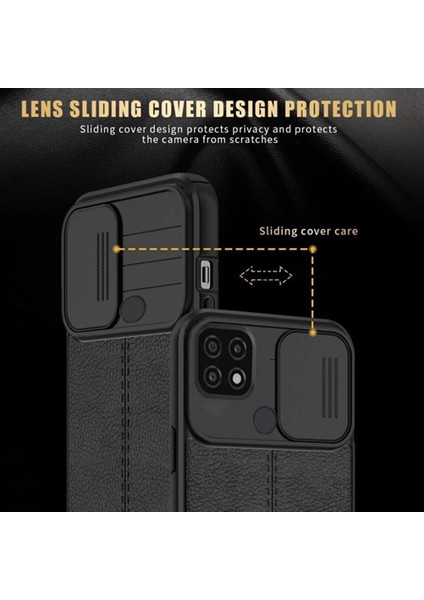 Xiaomi Redmi 9c Kılıf Kamera Sürgülü Deri Dokulu Mat Silikon Lacivert fiyatları