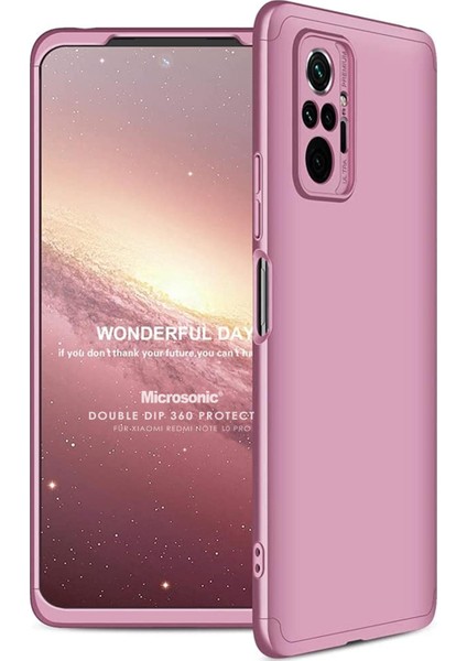 Xiaomi Redmi Note 10 Pro Max Kılıf Double Dip 360 Protective Rose Gold