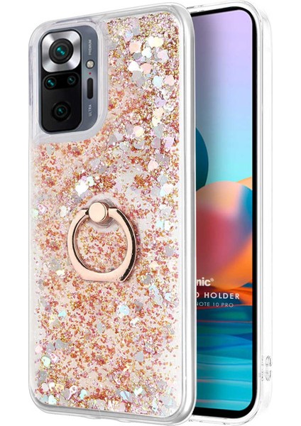 Xiaomi Redmi Note 10 Pro Max Kılıf Glitter Liquid Holder Gold