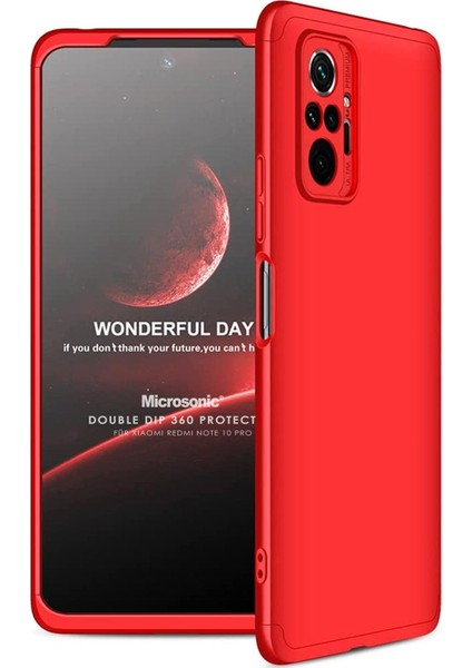 Xiaomi Redmi Note 10 Pro Max Kılıf Double Dip 360 Protective Kırmızı