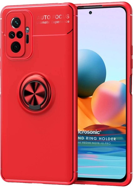 Xiaomi Redmi Note 10 Pro Max Kılıf Kickstand Ring Holder Kırmızı