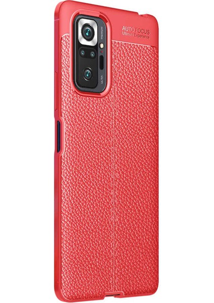 Xiaomi Redmi Note 10 Pro Max Kılıf Deri Dokulu Silikon Kırmızı