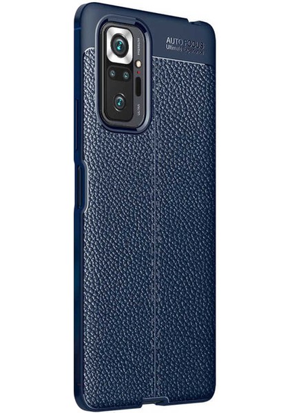 Xiaomi Redmi Note 10 Pro Max Kılıf Deri Dokulu Silikon Lacivert