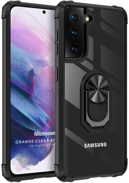 Samsung Galaxy S22 Plus Kılıf Grande Clear Ring Holder Siyah