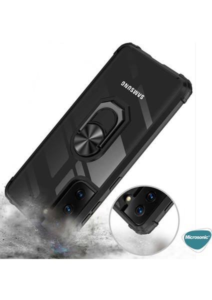 Samsung Galaxy S22 Kılıf Grande Clear Ring Holder Kırmızı