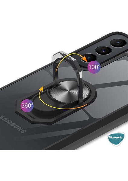 Samsung Galaxy S22 Kılıf Grande Clear Ring Holder Kırmızı