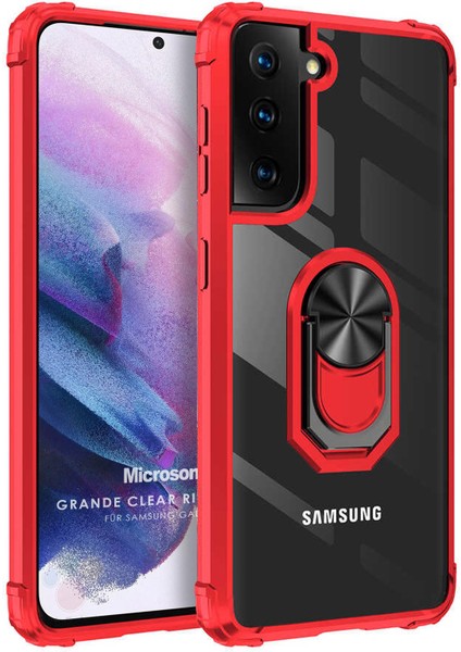 Samsung Galaxy S22 Plus Kılıf Grande Clear Ring Holder Kırmızı