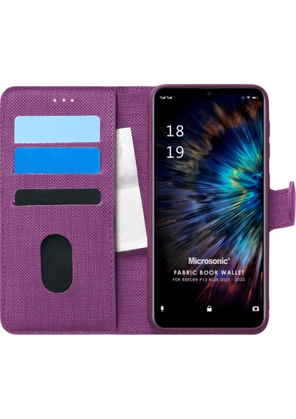 Reeder P13 Blue 2022 Kılıf Fabric Book Wallet Mor