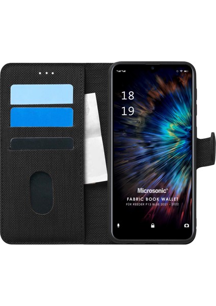 Reeder P13 Blue 2022 Kılıf Fabric Book Wallet Siyah