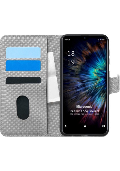 Reeder P13 Blue 2022 Kılıf Fabric Book Wallet Gri