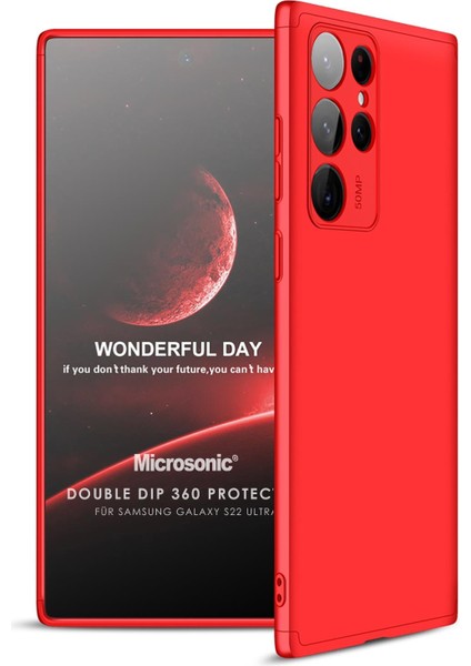 Samsung Galaxy S22 Ultra Kılıf Double Dip 360 Protective Kırmızı