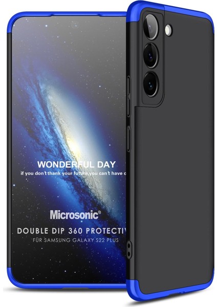 Samsung Galaxy S22 Plus Kılıf Double Dip 360 Protective Siyah Mavi