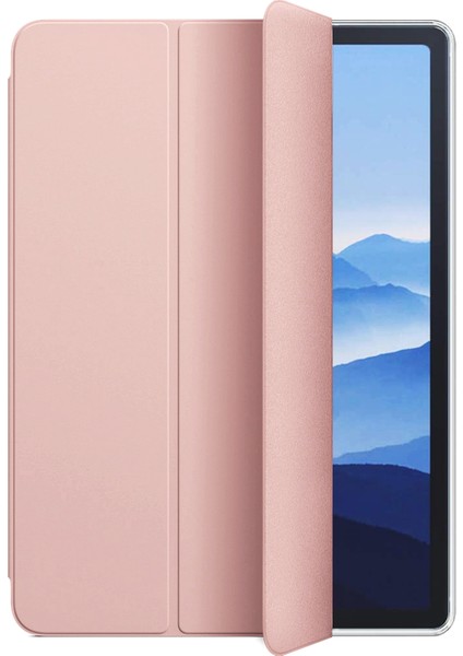 Apple iPad Air 5.nesil 2022 Kılıf (A2588-A2589-A2591) Slim Translucent Back Smart Cover Rose Gold