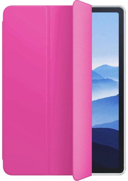 Apple iPad Air 5.nesil 2022 Kılıf (A2588-A2589-A2591) Slim Translucent Back Smart Cover Pembe