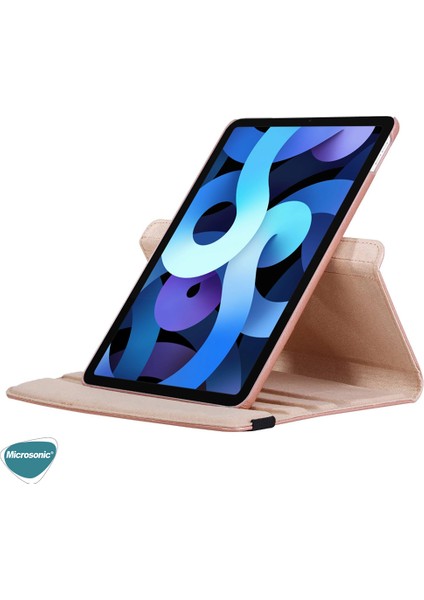 Apple iPad Air 5.nesil 2022 Kılıf (A2588-A2589-A2591) 360 Rotating Stand Deri Siyah