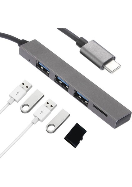 C 4 Bağlantı Noktası-C-Usb2.0 Tf Kart Yuvası Ayrıştırıcı Hub Adaptör Desteği Otg MacBook Pro/air Için (Yurt Dışından)