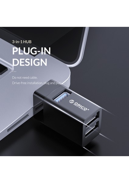 C Orıco MINI-U32-BP USB 3.0 Hub Mini USB 2.0 Splitter 3-Portlu Yüksek Hızlı Genişletilmiş Kablosuz USB Hub Masaüstü Dizüstü Bilgisayar-Siyah (Yurt Dışından)