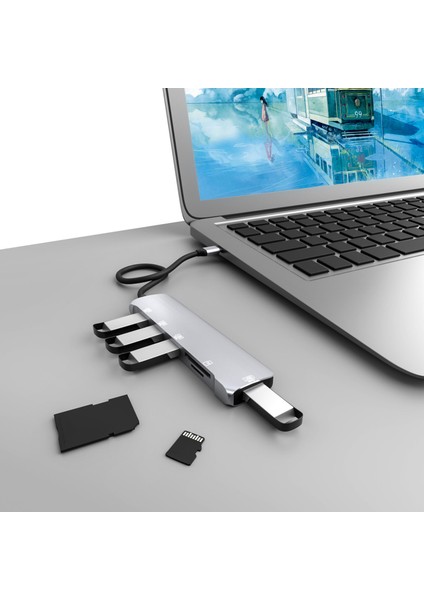 C NK-3043 6 In 1 Type-C Hub USB 3.0 Yerleştirme Istasyonu Tf Kart Okuyucu Ipad Pro MacBook Air Pro (Yurt Dışından)