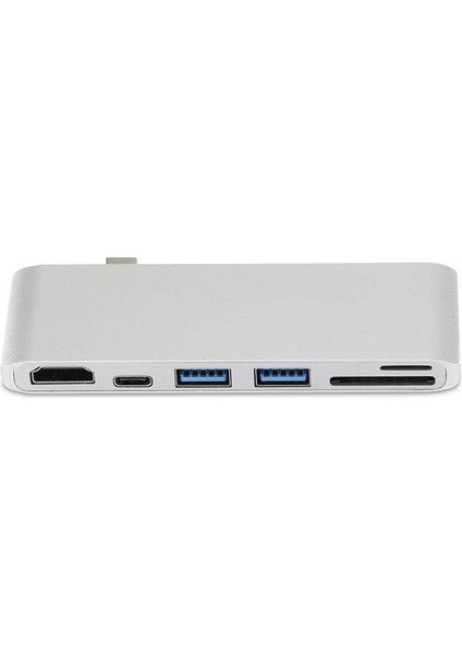 C 6 Arada Tip C Hub Adaptörü + 2*usb 3.0 + Pd + Sd/tf Kart Okuyucu Yerleştirme Istasyonu-Gümüş (Yurt Dışından)