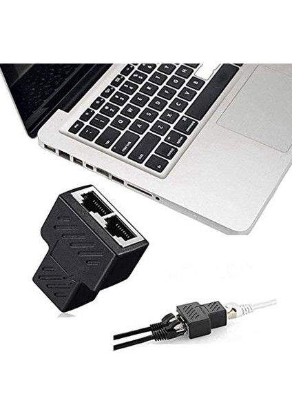 C 2pcs RJ45 Ayrıştırıcı Adaptör 1 Ila 2 Çift Dişi 8P8C Extender Fiş Lan Arayüzü Ethernet Soket Konnektörü - Siyah (Yurt Dışından)