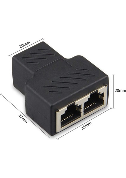 C 2pcs RJ45 Ayrıştırıcı Adaptör 1 Ila 2 Çift Dişi 8P8C Extender Fiş Lan Arayüzü Ethernet Soket Konnektörü - Siyah (Yurt Dışından)