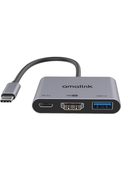 C Amalink AL-9175D Tip C-Hdmı + USB 3.0 + Pd 3.0 Adaptör Çok Portlu Hub (Yurt Dışından)