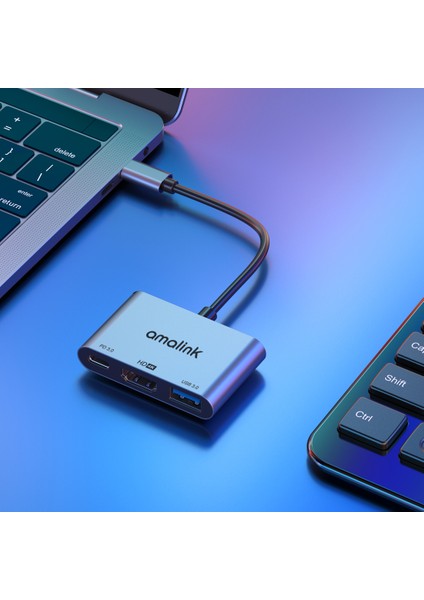 C Amalink AL-9175D Tip C-Hdmı + USB 3.0 + Pd 3.0 Adaptör Çok Portlu Hub (Yurt Dışından)