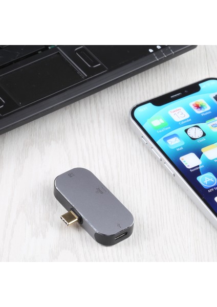 C 3'ü 1 Arada C Tip Erkek-Çift Type-C+4k 60Hz HDMI Dişi Dönüştürücü Adaptörü (Yurt Dışından)