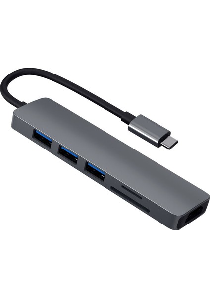 C Hc-13 Type-C Typ 6-In-1 Hub Splitter 4K HDMI Usb3.0/2.0 Tf Sd Kart Okuyucu Dizüstü Dizüstü Bağdaştırıcı Yerleştirme Istasyonu (Yurt Dışından)