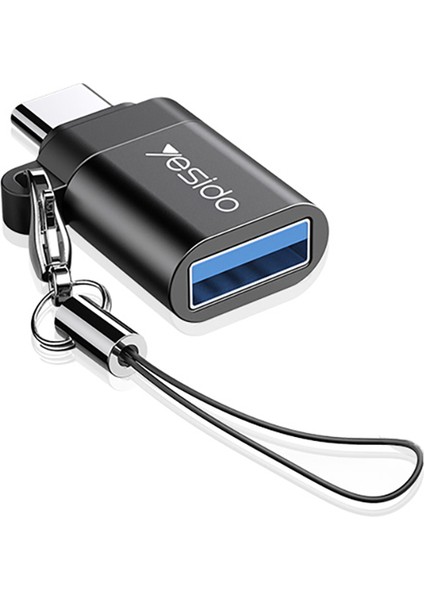 C Yesıdo GS06 Taşınabilir Type -C - USB Otg Konektör Adaptörü Keychain - Siyah (Yurt Dışından)