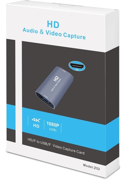 C Z52 USB Kadın - 4K HDMI Kadın Bilgisayar Sesli Video Yakalama Kartı Canlı Akış Yayınları (Yurt Dışından)