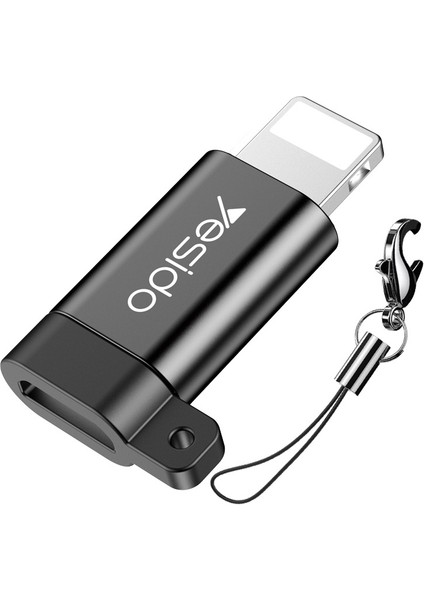 C Yesido GS05 Mini Yıldırım Erkek - Mikro USB Kadın Otg Konnektör Adaptörü Keychain - Siyah (Yurt Dışından)