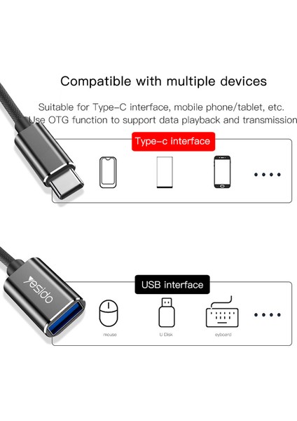 C Yesido GS01 Tip-C-Usb Otg Veri Iletim Adaptör Kablosu (Yurt Dışından)