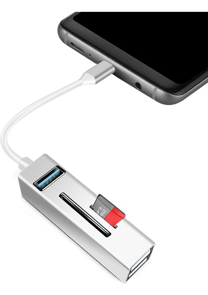 C Type-C 5-In-1 Hub Splitter Usb3.0 Tf Bellek Kartı Okuyucu Adaptörü Telefon Dizüstü Bilgisayarı-Beyaz (Yurt Dışından) modelleri