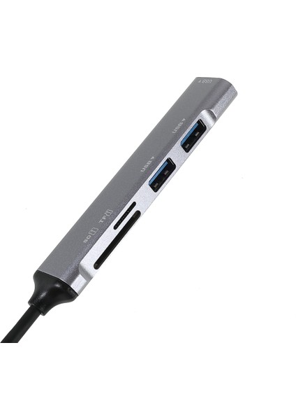 C Usb-C 5-1-In-Hub Ayırıcı 3 x Usb3.0 5gbps Yüksek Hızlı Tf Sd Kart Okuyucu Adaptörü-Gri (Yurt Dışından)