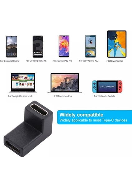 C Type-C Tip-C Tipi Kadın Sağ Açılı Şarj Adaptör Dönüştürücü (Yurt Dışından)